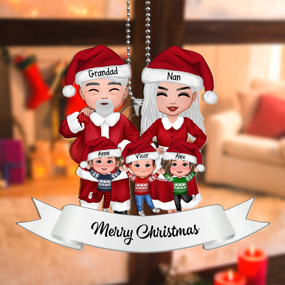 Personalised Christmas Ornament – Custom 3-8 Names Family Christmas Gift for Grandad and Nan | Jessemad