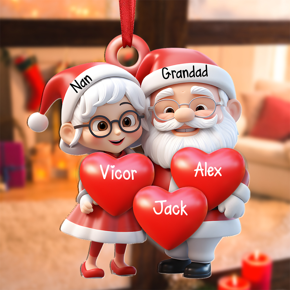 Personalised Christmas Ornament with 2-9 Names - Acrylic Decoration Christmas Gift for Grandad/Nan | Jessemade