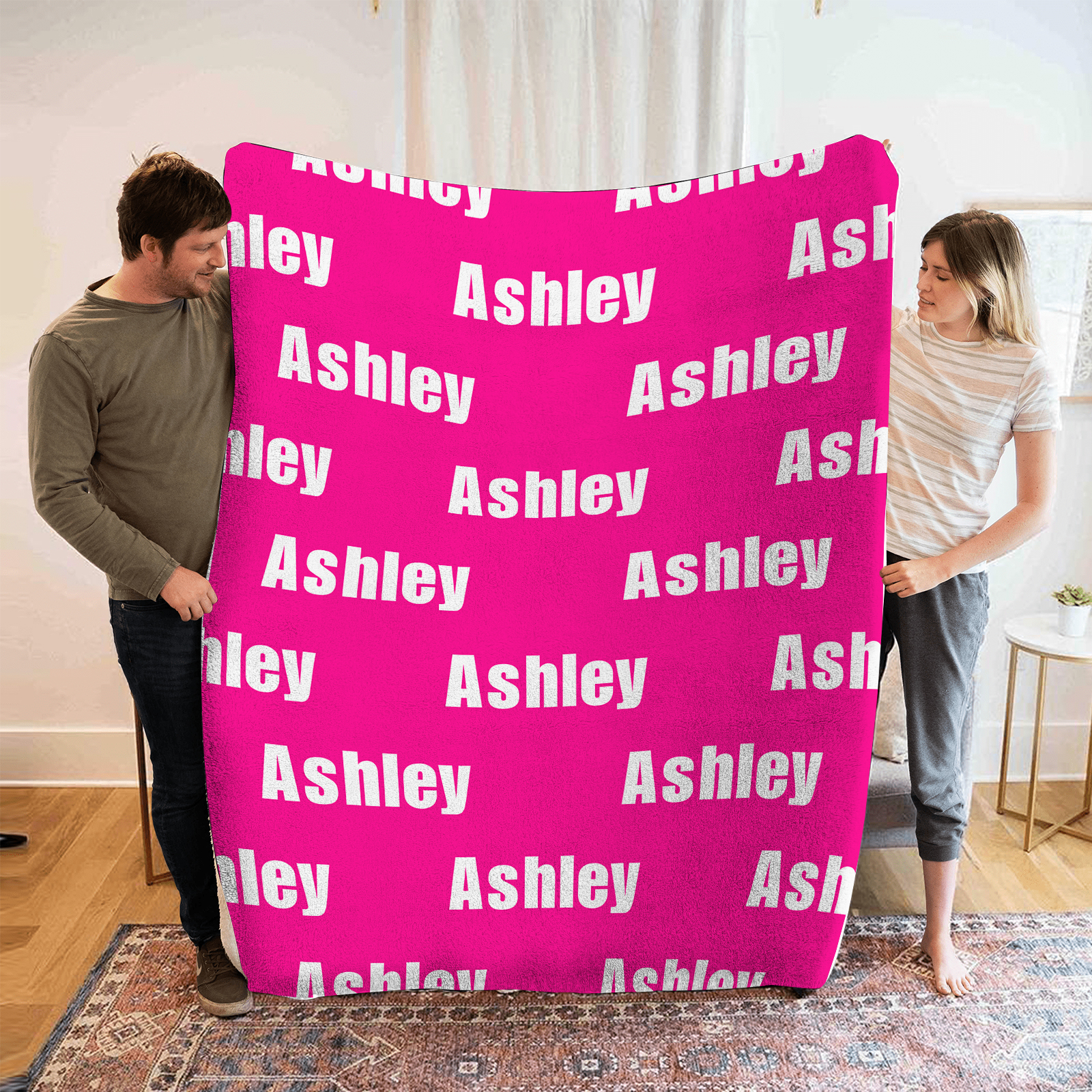 Personalised Name Family Blanket High-Quality Super Soft, Birthday/Chr