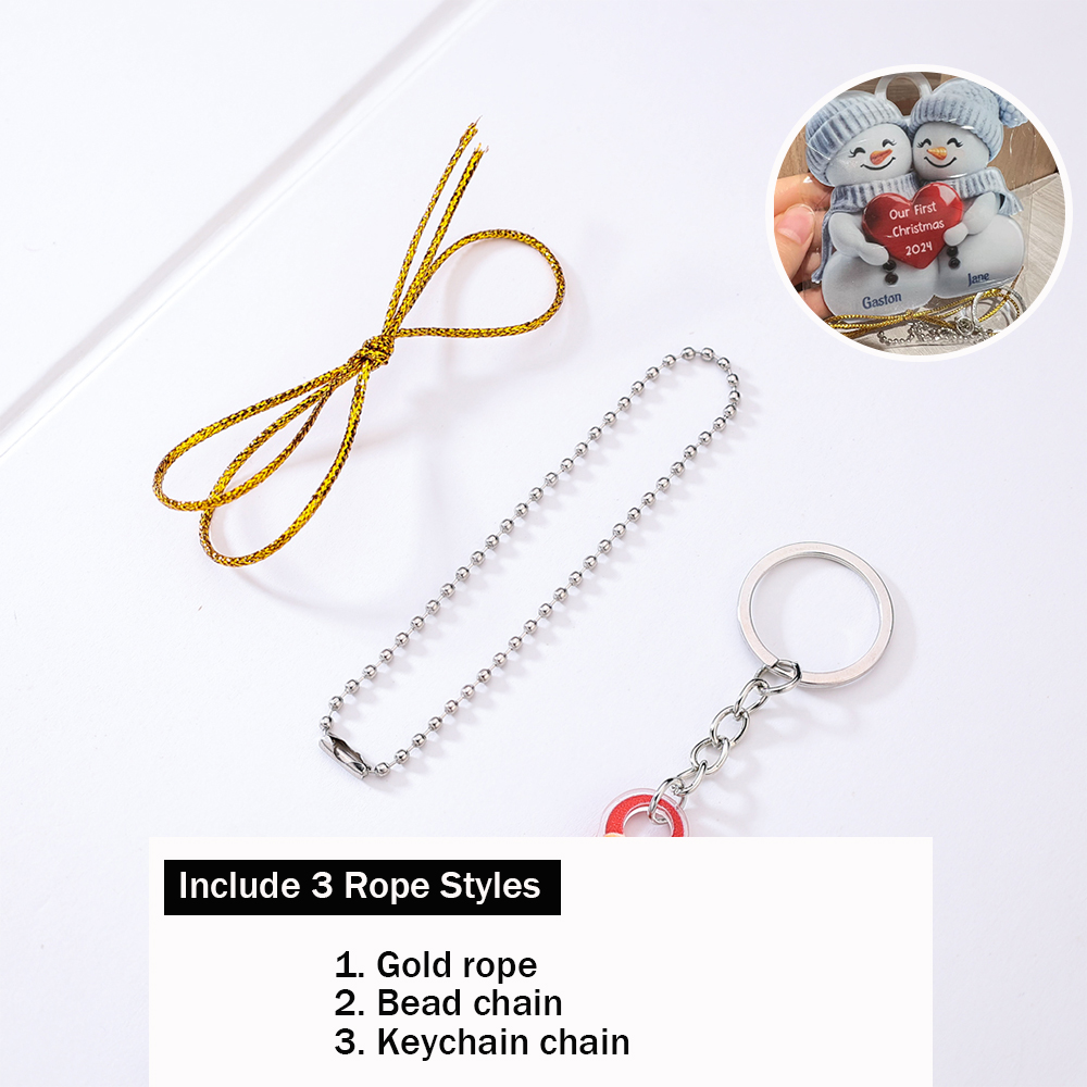 Personalised Couple Snowman Ornament – Custom 2 Names & 2 Text & Year – Christmas Gift for Her/Him | Jessemade