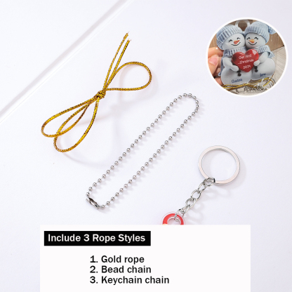 Personalised Couple Snowman Ornament – Custom 2 Names & 2 Text & Year – Christmas Gift for Her/Him | Jessemade