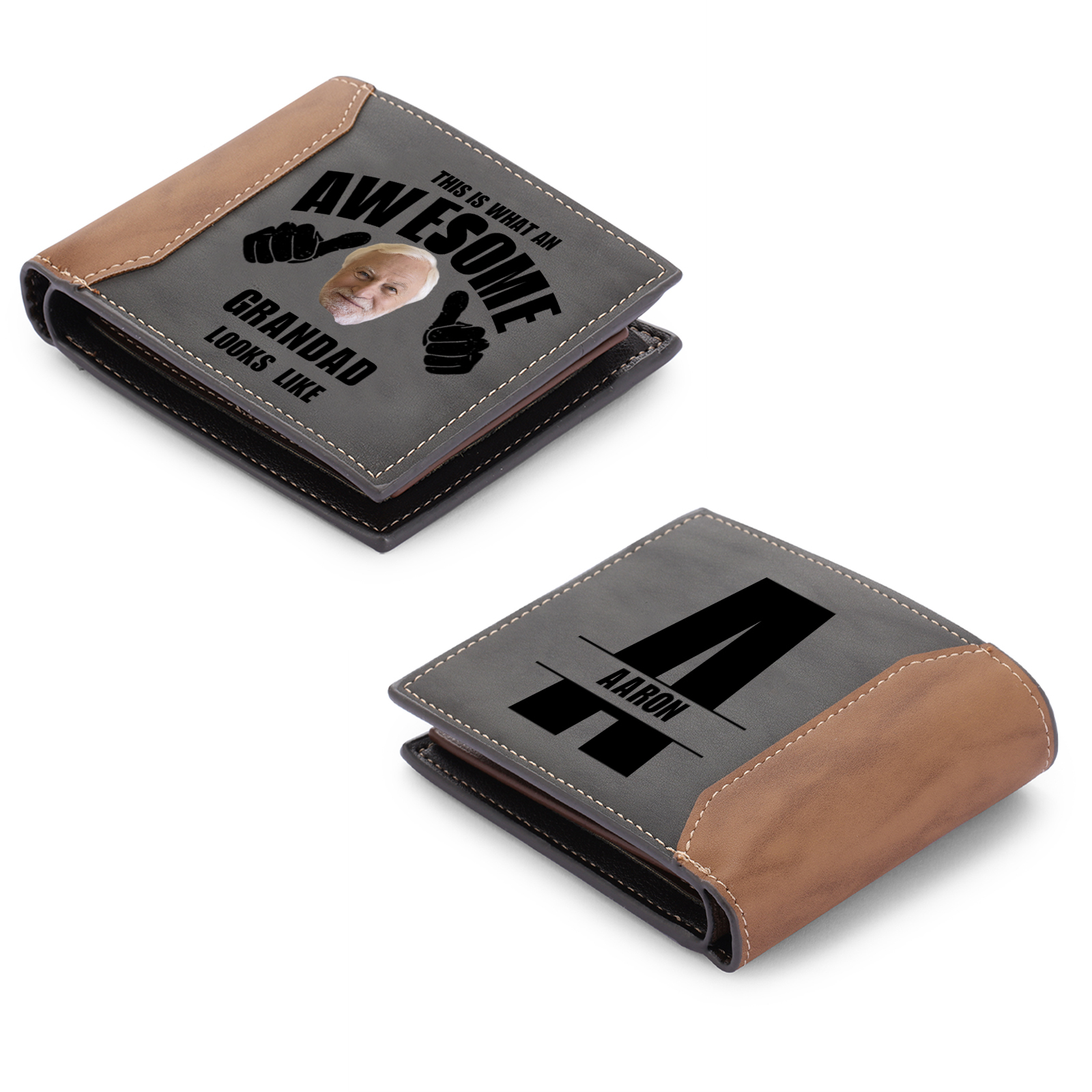 Personalised Men's Wallet with Custom Photo & Name & Letter PU Leather Wallet with Gift Box Couple Gift for Him | Jessemade