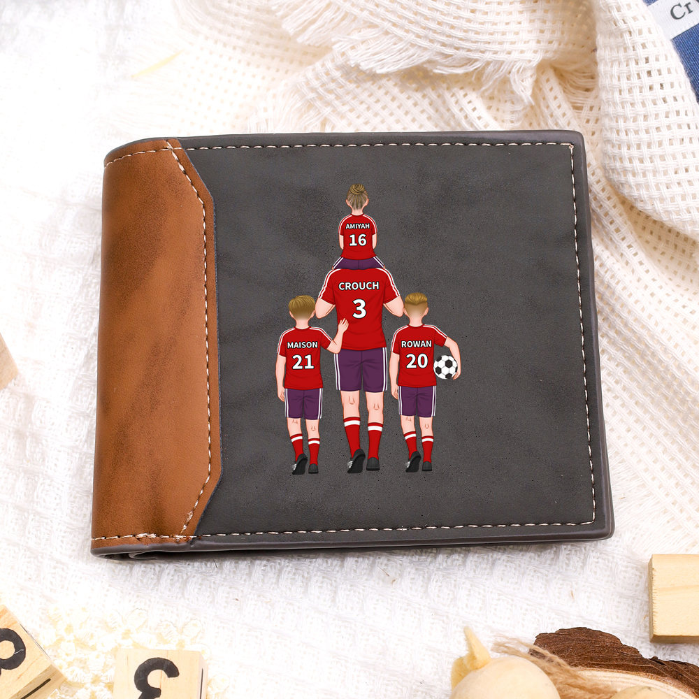 Personalised Football Family Leather Men's Wallet With Various Designs Christmas Gift For Dad | Jessemade