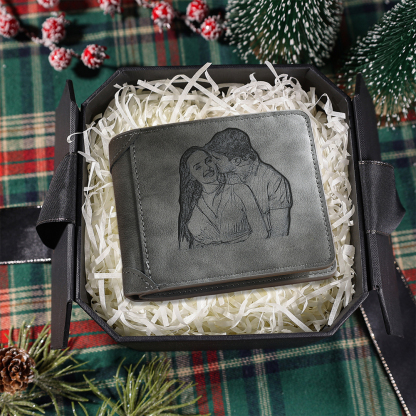 Personalised Men's Wallet with Custom Photo & Name & Letter PU Leather Wallet Couple Gift for Him | Jessemade