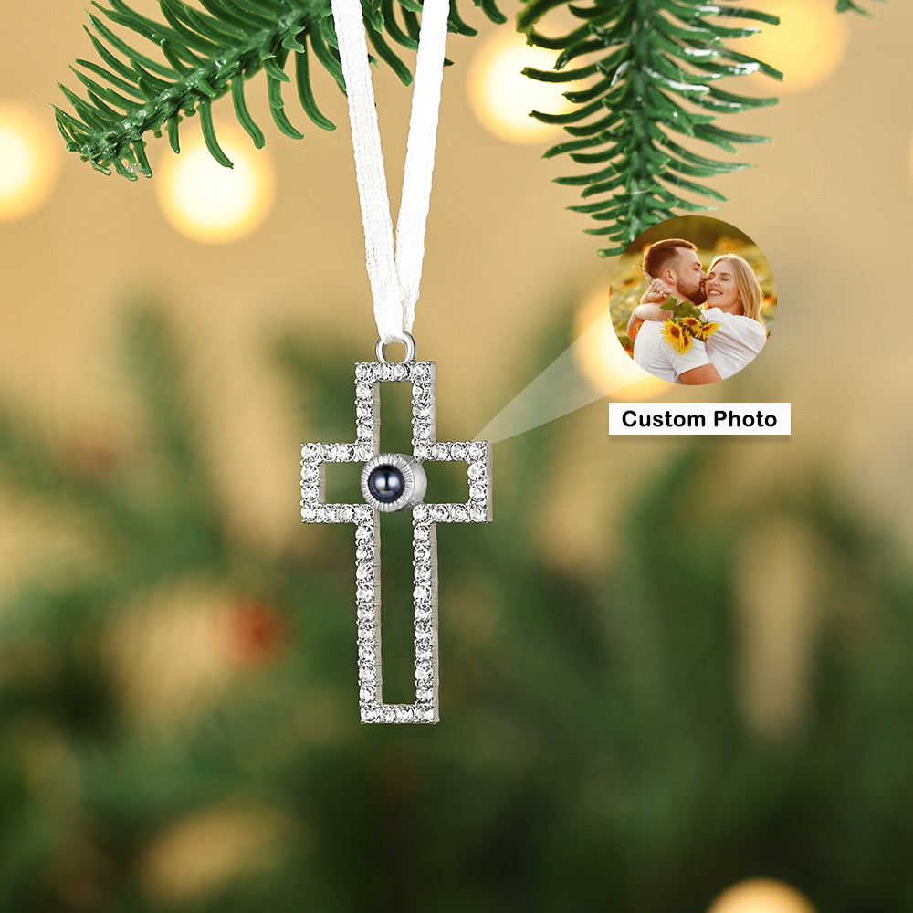 Personalized Photo Projection Cross Ornament – A Heartfelt Christmas Gift for Family | Jessemade