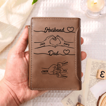 Personalised PU Leather Wallet with Custom 3-10 Names - “I Have Two Titles-Husband and Dad” Gift for Dad/ Husband | Jessemade