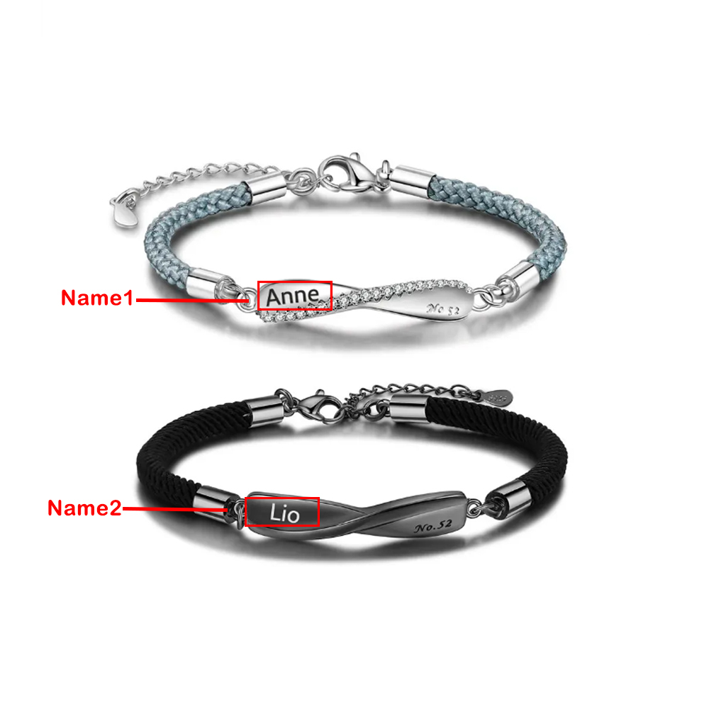 Valentine's Day Gifts Personalised Matching Braided Couple Bracelets for Couple