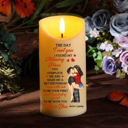 Personalised LED Candle with Custom 2 Names - The Day I Met You I Foun