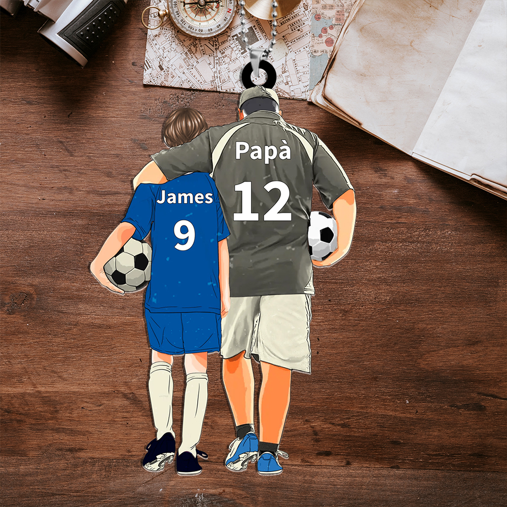 Personalised Acrylic Ornament – Custom Father & Child Design, Football-Themed Gift for Family | Jessemade