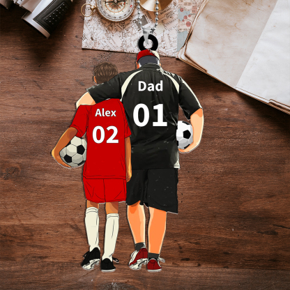 Personalised Acrylic Ornament – Custom Father & Child Design, Football-Themed Gift for Family | Jessemade