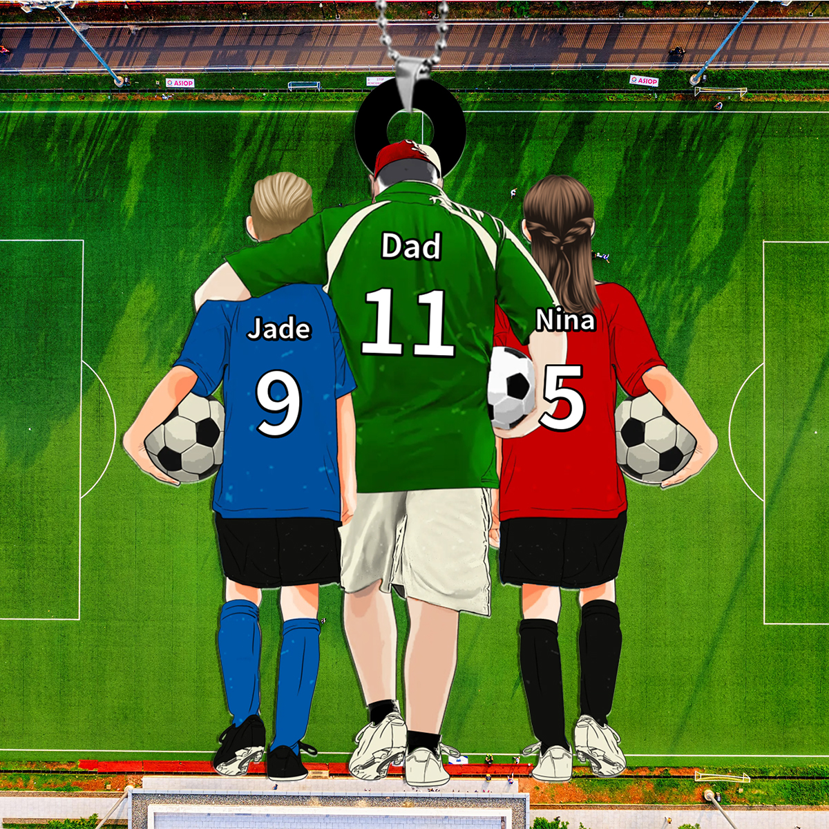 Personalised Football Family Pendant - Father's Day Gift | Jessemade