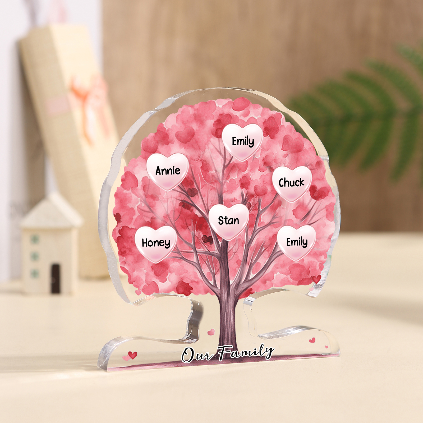 Personalised Heart Family Tree Ornament – Custom 6 Names & 1 Text – Unique Mother's Day Gift for Her | Jessemade