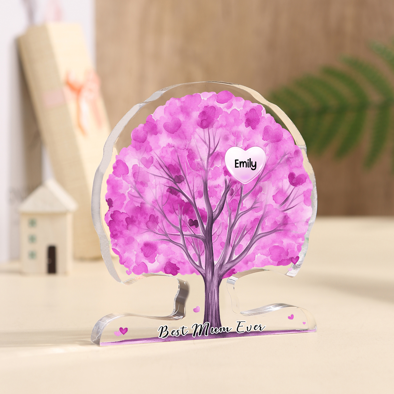Personalised Heart Family Tree Ornament – Custom 1 Name & Text - "Best Mum Ever" – Unique Mother's Day Gift for Her | Jessemade
