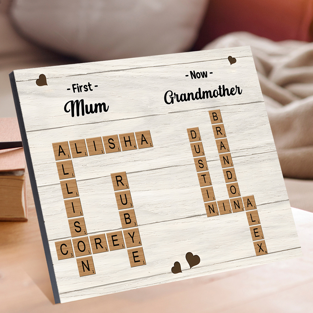 [Copy]Personalised Wooden Ornament – with Custom 2 Names – "Grandkids Fill a Place in Your Heart" – Unique Gift for Grandma | Jessemade