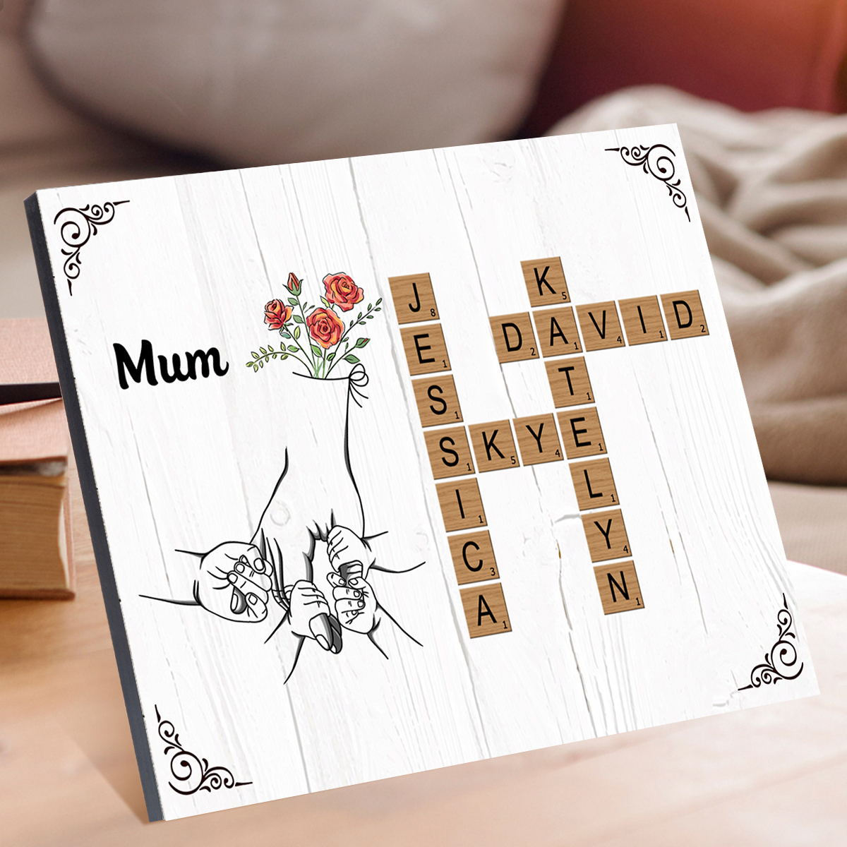 [Copy]Personalised Wooden Ornament – Custom 2 Names & 2 Texts – Family Tree "Mum, We Love You" Design – Unique Mother's Day Gifts for Her | Jessemade