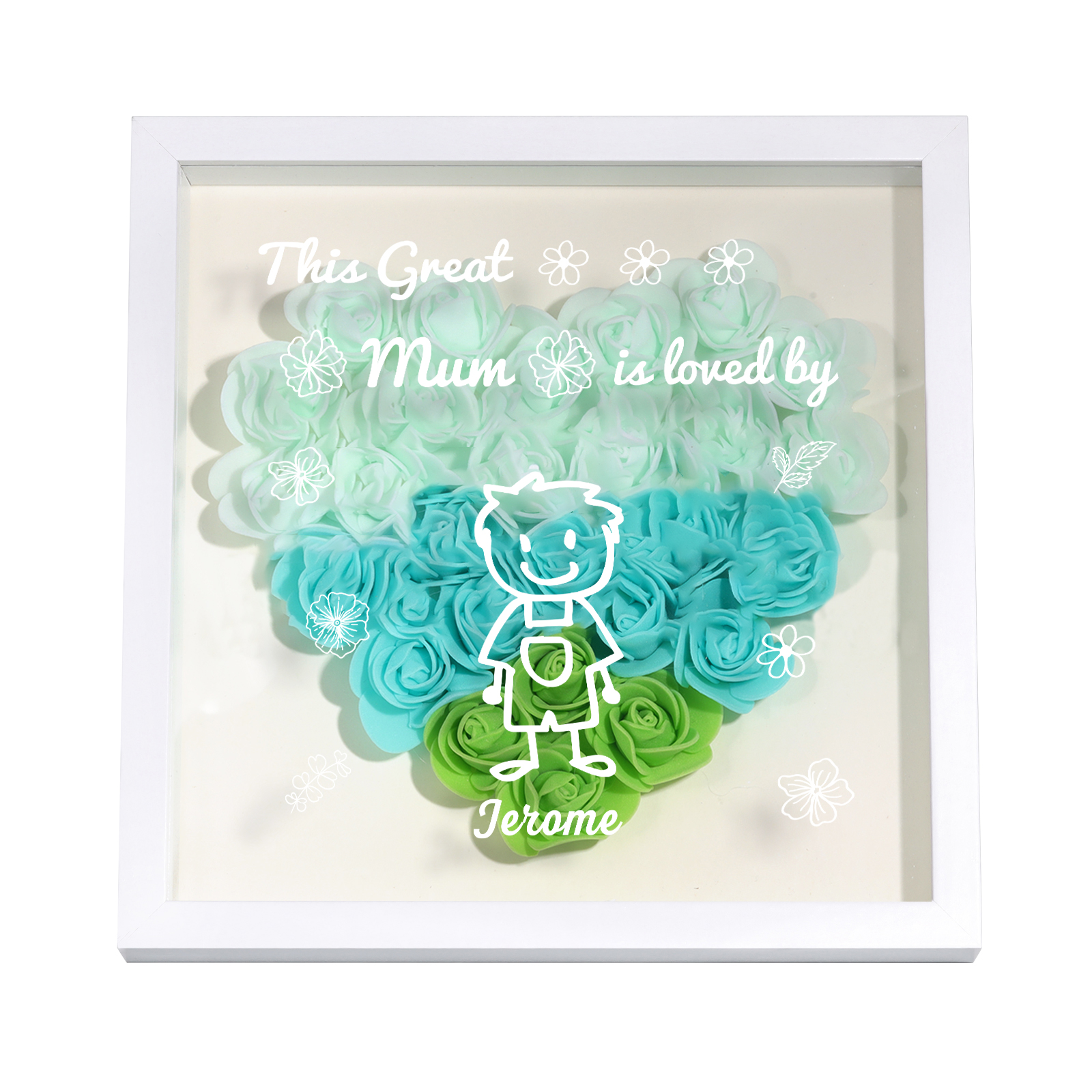 Personalised 3D Floral Shadow Box – Custom 1 Kids&Pet Name –“This Great Mum Is Loved By'- Gift for Mum, Nan & Loved Ones| Jessemade