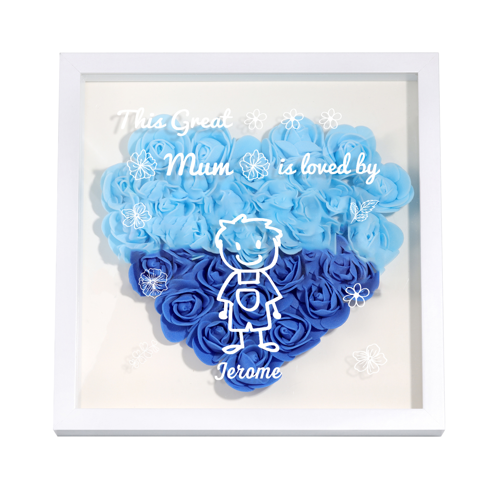 Personalised 3D Floral Shadow Box – Custom 1 Kids&Pet Name –“This Great Mum Is Loved By'- Gift for Mum, Nan & Loved Ones| Jessemade
