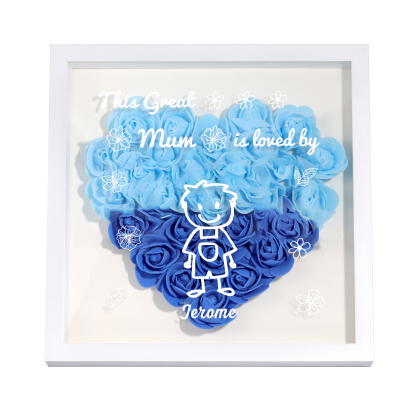 Personalised 3D Floral Shadow Box – Custom 1 Kids&Pet Name –“This Great Mum Is Loved By'- Gift for Mum, Nan & Loved Ones| Jessemade