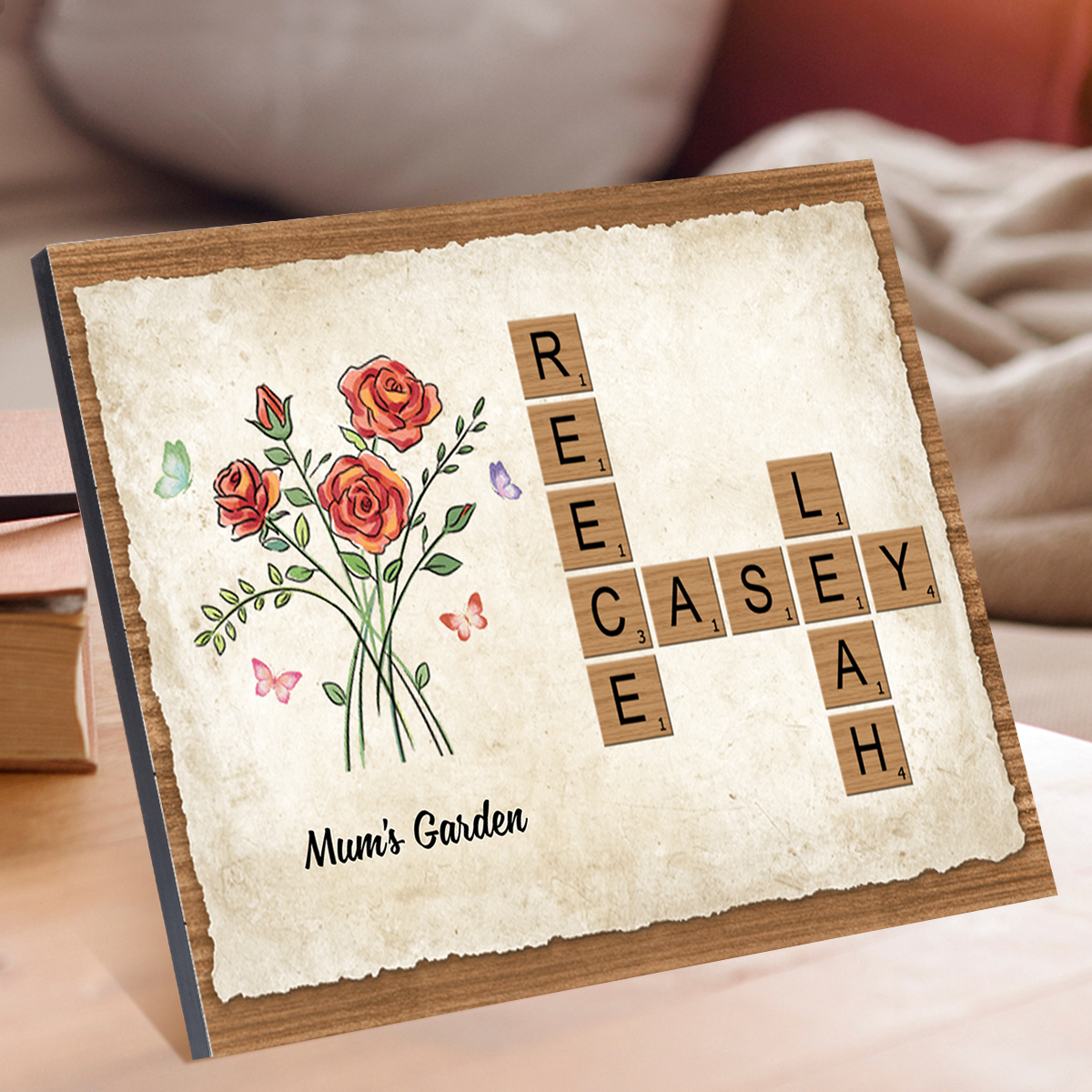 Personalised Crossword Wooden Ornament – with Custom Text & Name Ornament Gift for Mum | Jessemade