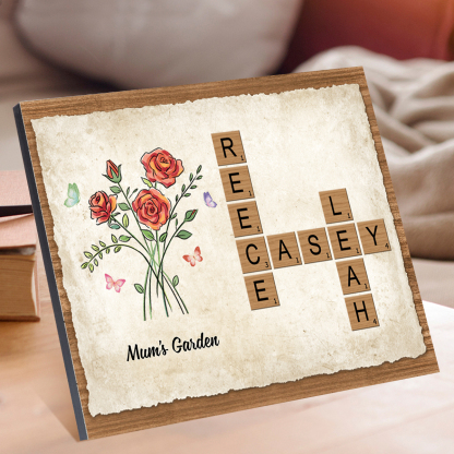 Personalised Crossword Wooden Ornament – with Custom Text & Name Ornament Gift for Mum | Jessemade