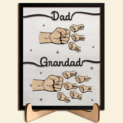 2-14 Names Personalised Fist Bump Wooden Ornaments Gift for Grandad/Dad