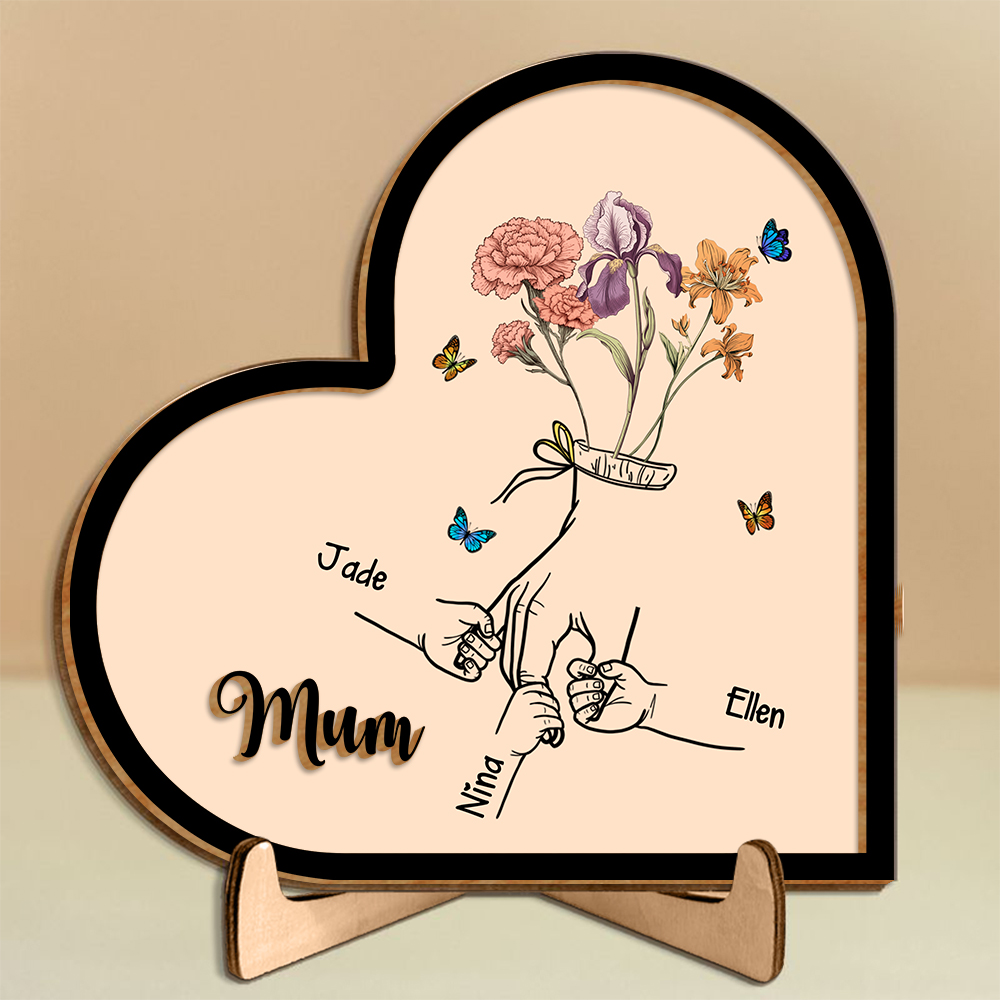 Custom Mother’s Day Heart Plaque – Gift from Children with Personalised Names | Jessemade