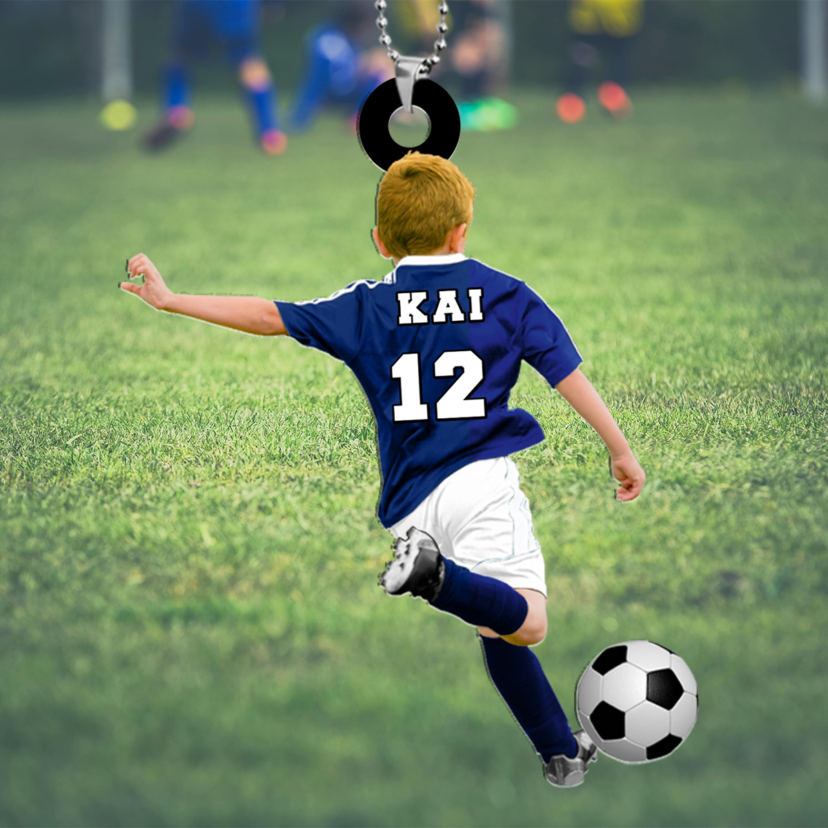 Name & Number Personalised Football Pendant - Gift for Children | Jessemade