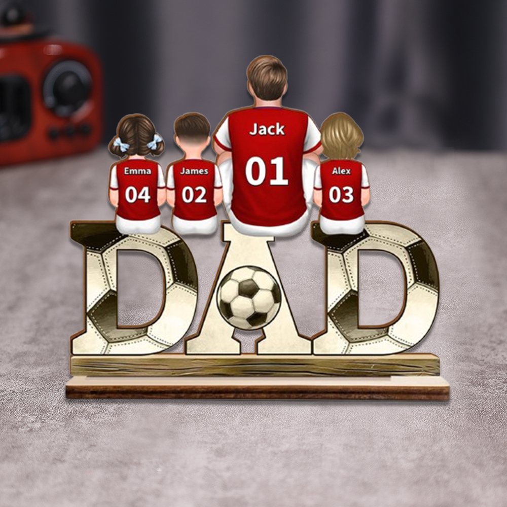 2-5 Names Personalised Football Dad Ornament - Custom Decoration Plaque for Father | Jessemade