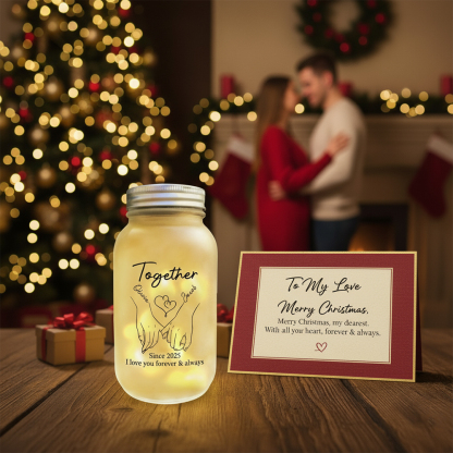 Personalised Hand-in-Hand Solar Mason Jar Light