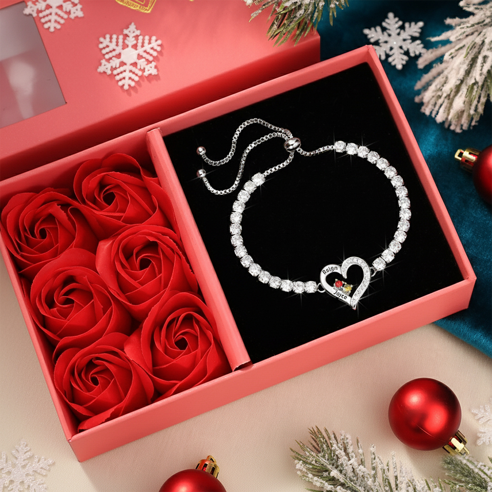 Personalised CZ Birthstone Bracelet 2 to 4 Names For Her | Jessemade