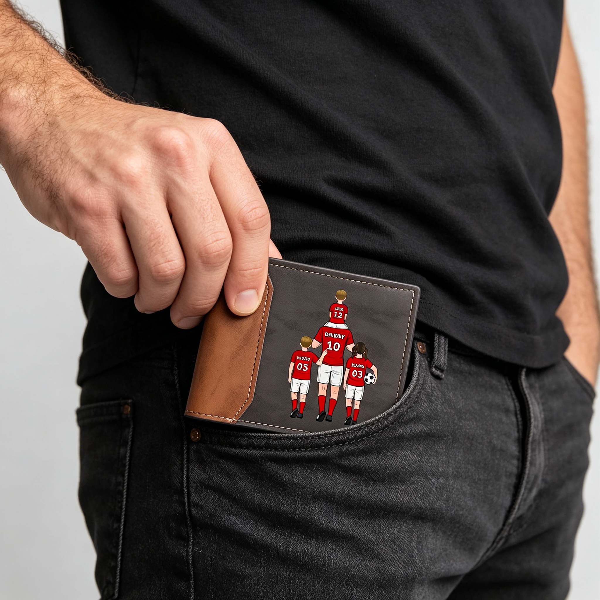 Personalised Football Family Leather Men's Wallet With Various Designs Father's Gift For Dad | Jessemade