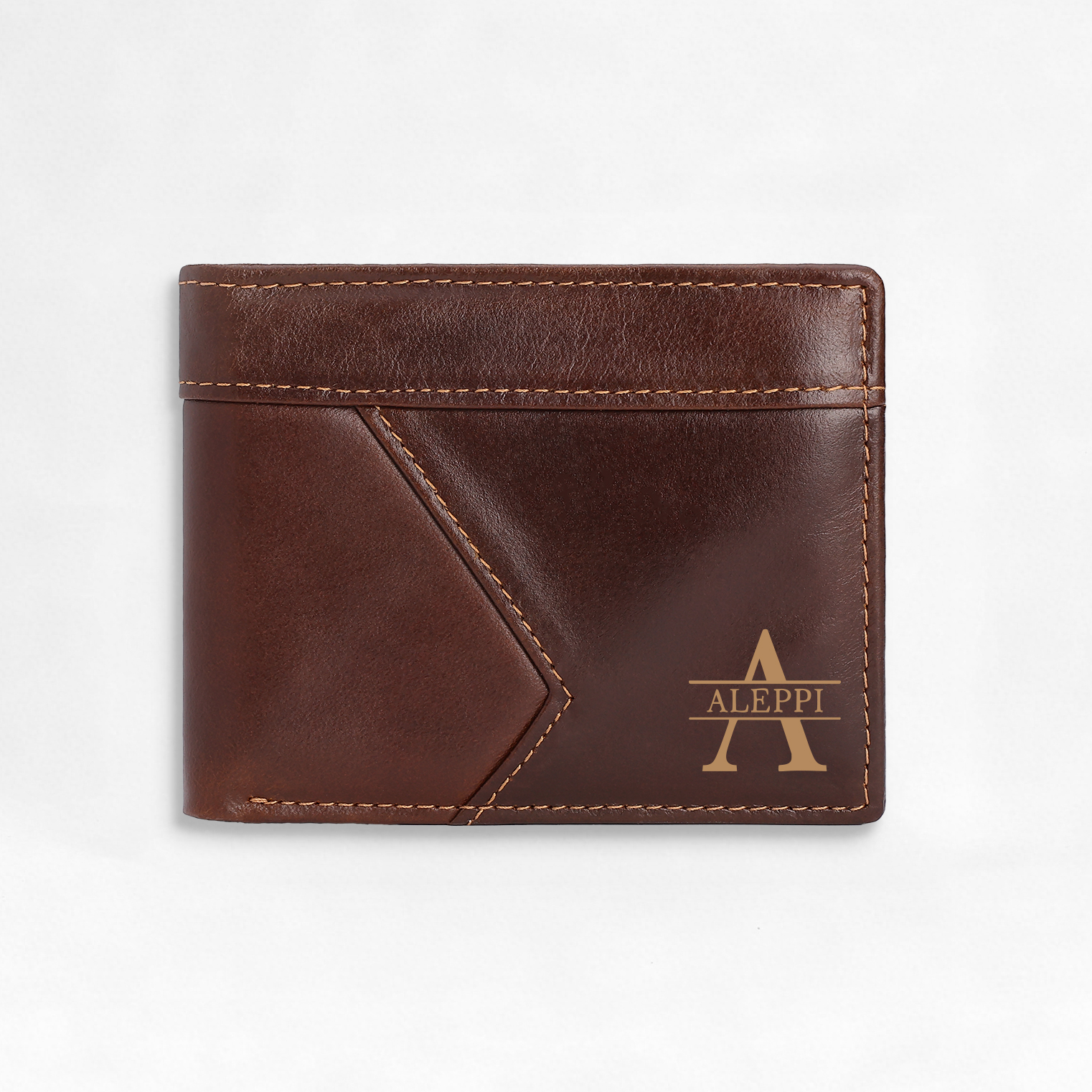 Personalised First  Layer Leather Men's Wallet - Custom Name and Letter Gift for Him | Jessemade