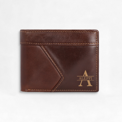 Personalised First  Layer Leather Men's Wallet - Custom Name and Letter Gift for Him | Jessemade