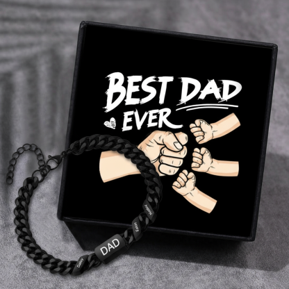 Personalised 1-6 Names Cuban Chain Bracelet Custom Text Engraved Gift for Men | Jessemade