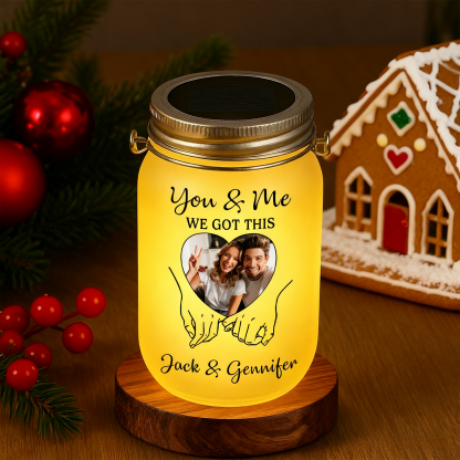 Personalised Photo LED Mason Jar Light Customisable Anniversary Christmas Valentine's Day Gift for Couples Wife Husband Romantic Night Lamp | Jessemade