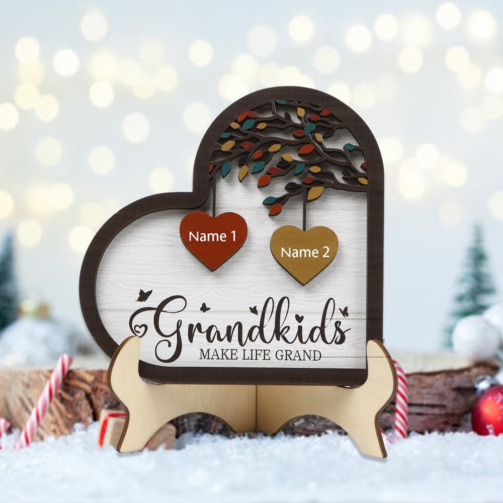 Personalised Family Tree Wooden Ornament – Custom 2-10 Names Home Decoration for Family | Jessemade