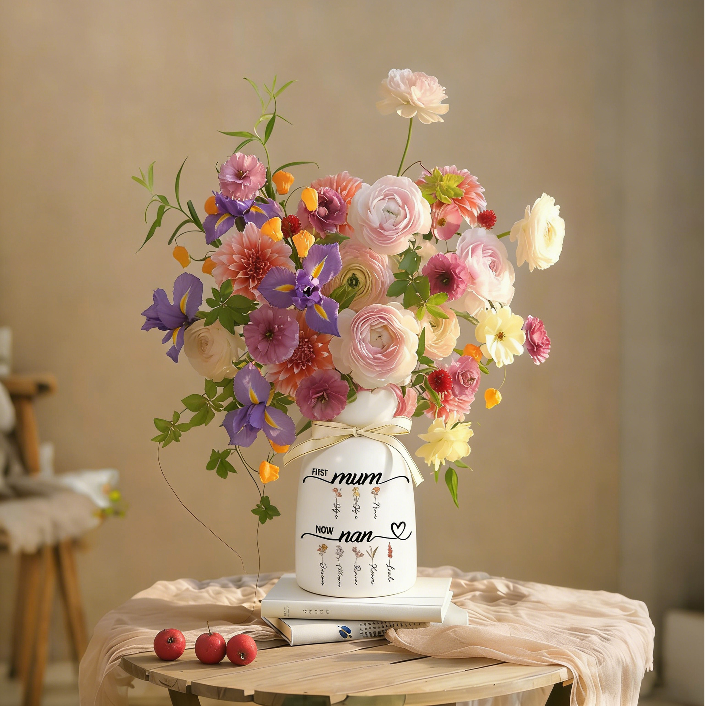 Personalised Ceramic Flower Vase – “First Mum, Now Nan” Gift