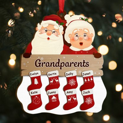 Personalised Christmas Hanging Ornament with Stockings Custom 1-10 Names For Grandparents | Jessmade