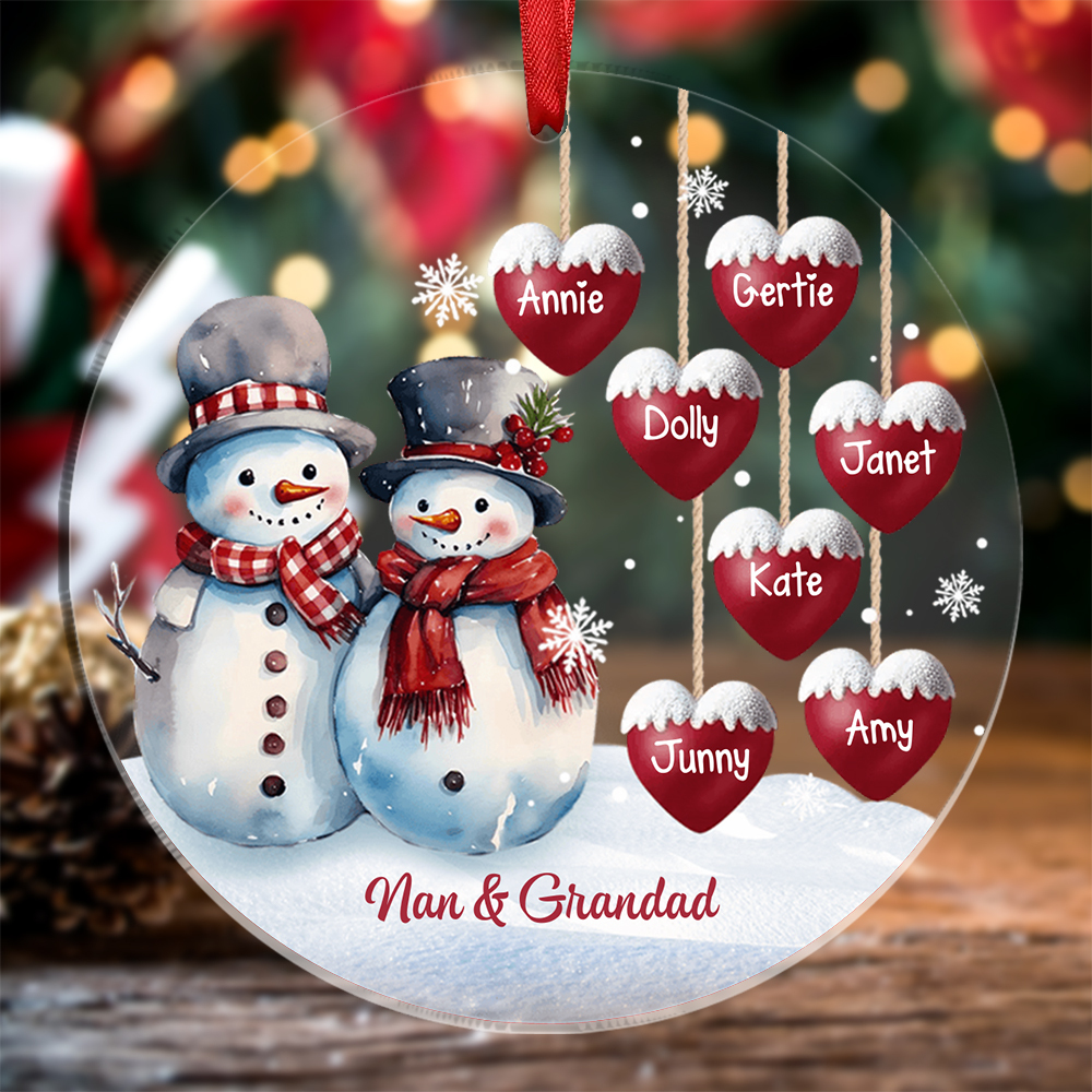 Personalised Snowman Christmas Ornament with Custom Names Family Tree Christmas Gift | Jessemade