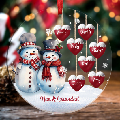 Personalised Snowman Christmas Ornament with Custom Names Family Tree Christmas Gift | Jessemade