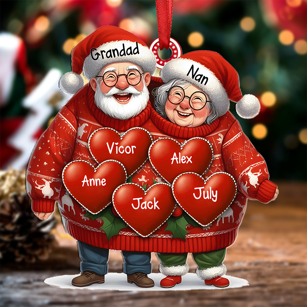 Personalised Christmas Ornament – Custom 3-8 Names Family Christmas Gift for Grandad and Nan | Jessemad