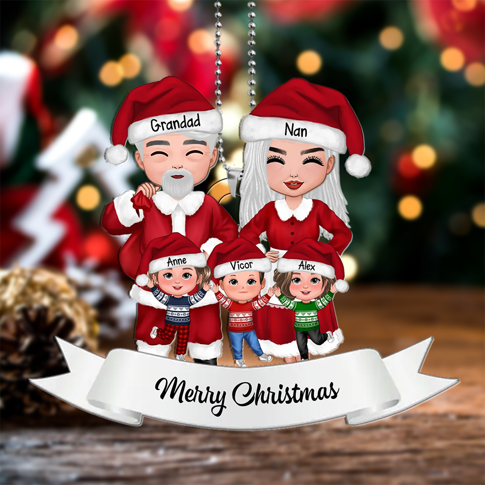 Personalised Christmas Ornament – Custom 3-8 Names Family Christmas Gift for Grandad and Nan | Jessemad