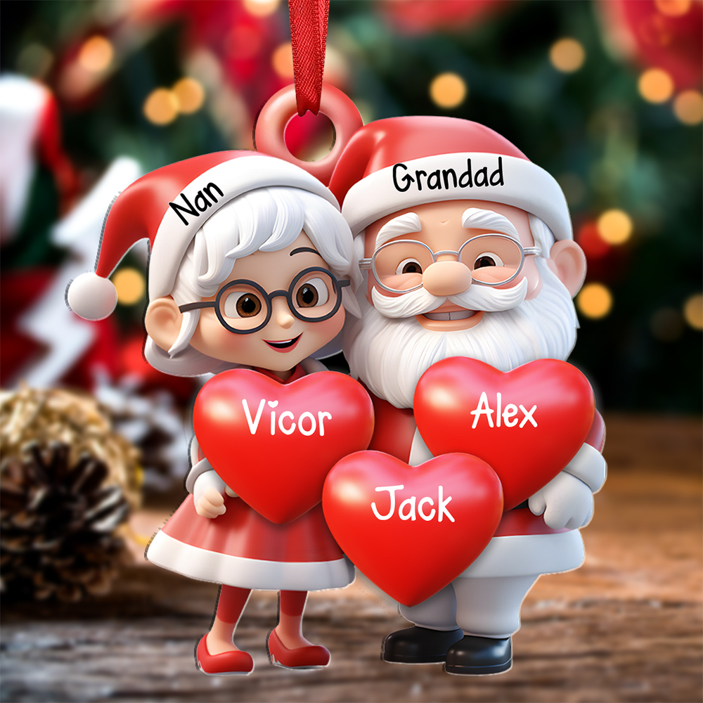Personalised Christmas Ornament with 2-9 Names - Acrylic Decoration Christmas Gift for Grandad/Nan | Jessemade