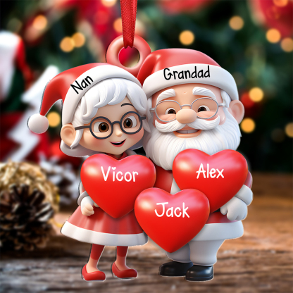 Personalised Christmas Ornament with 2-9 Names - Acrylic Decoration Christmas Gift for Grandad/Nan | Jessemade