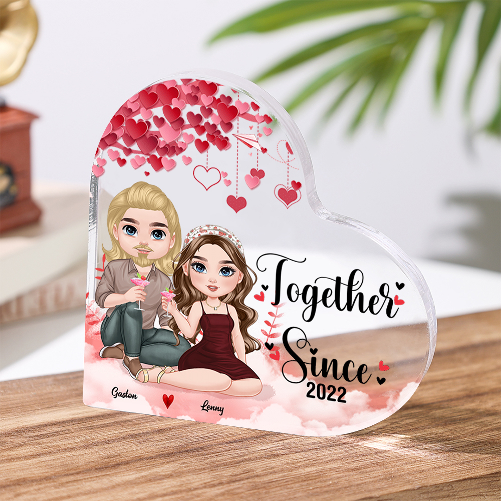 Personalised Heart Acrylic Keepsake - Custom 2 Names & 1 Year - Couple Christmas Gift for Her/Him | Jessemade