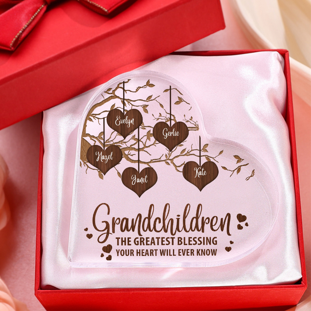 Personalised Family Tree Acrylic Ornaments Customized 1-8 Names Heart-shaped Acrylic Decorations Gifts for Nan | Jessemade