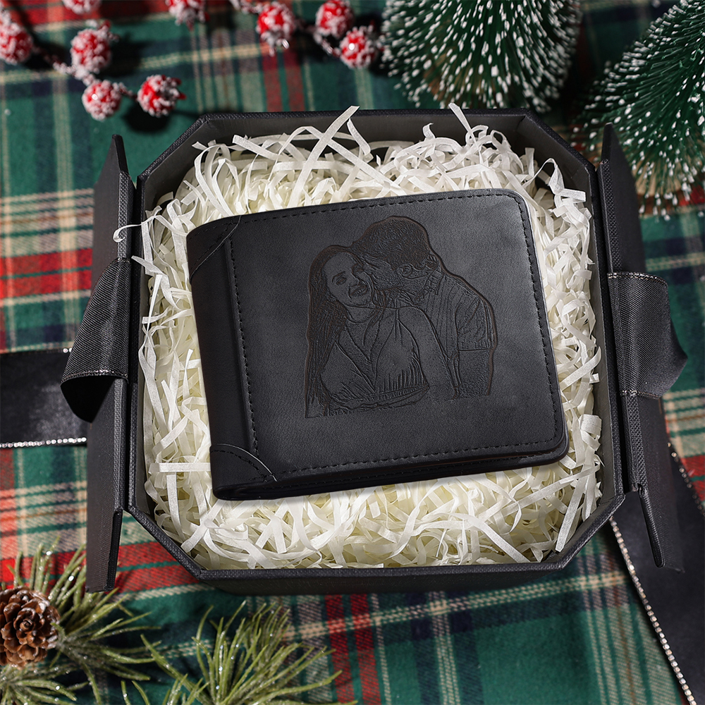 Personalised Men's Wallet with Custom Photo & Name & Letter PU Leather Wallet Couple Gift for Him | Jessemade