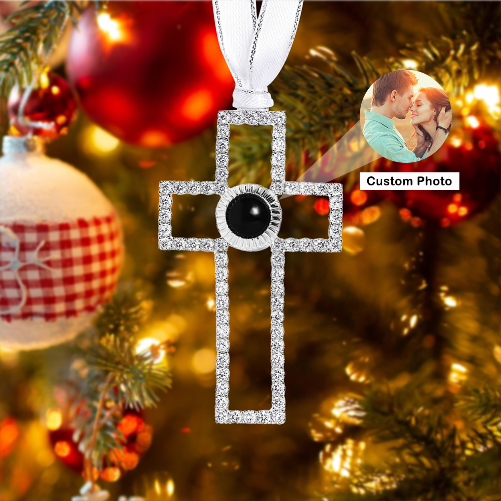 Personalized Photo Projection Cross Ornament – A Heartfelt Christmas Gift for Family | Jessemade
