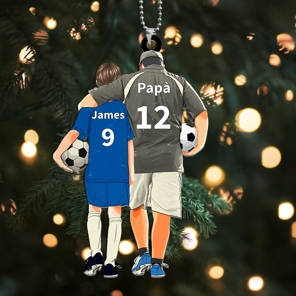 Personalised Acrylic Ornament – Custom Father & Child Design, Football-Themed Gift for Family | Jessemade