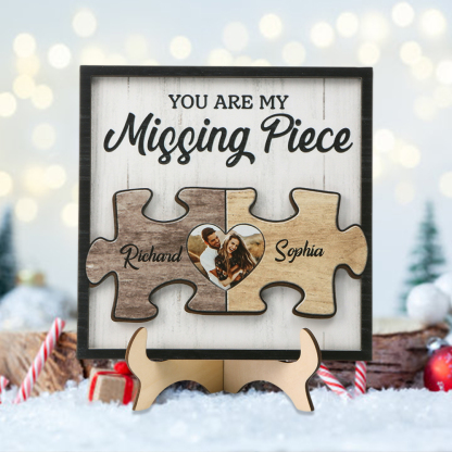 Personalised Puzzle Heart Wooden Frame – Custom 2 Names & 1 Photo Christmas Gift for Couples | Jessemade